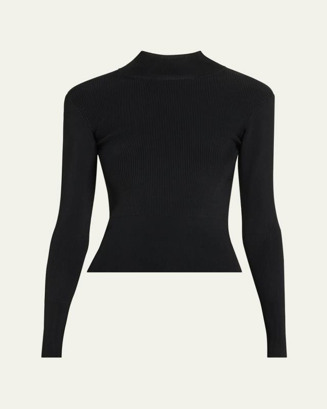 Fenya Ribbed Mock-Neck Top